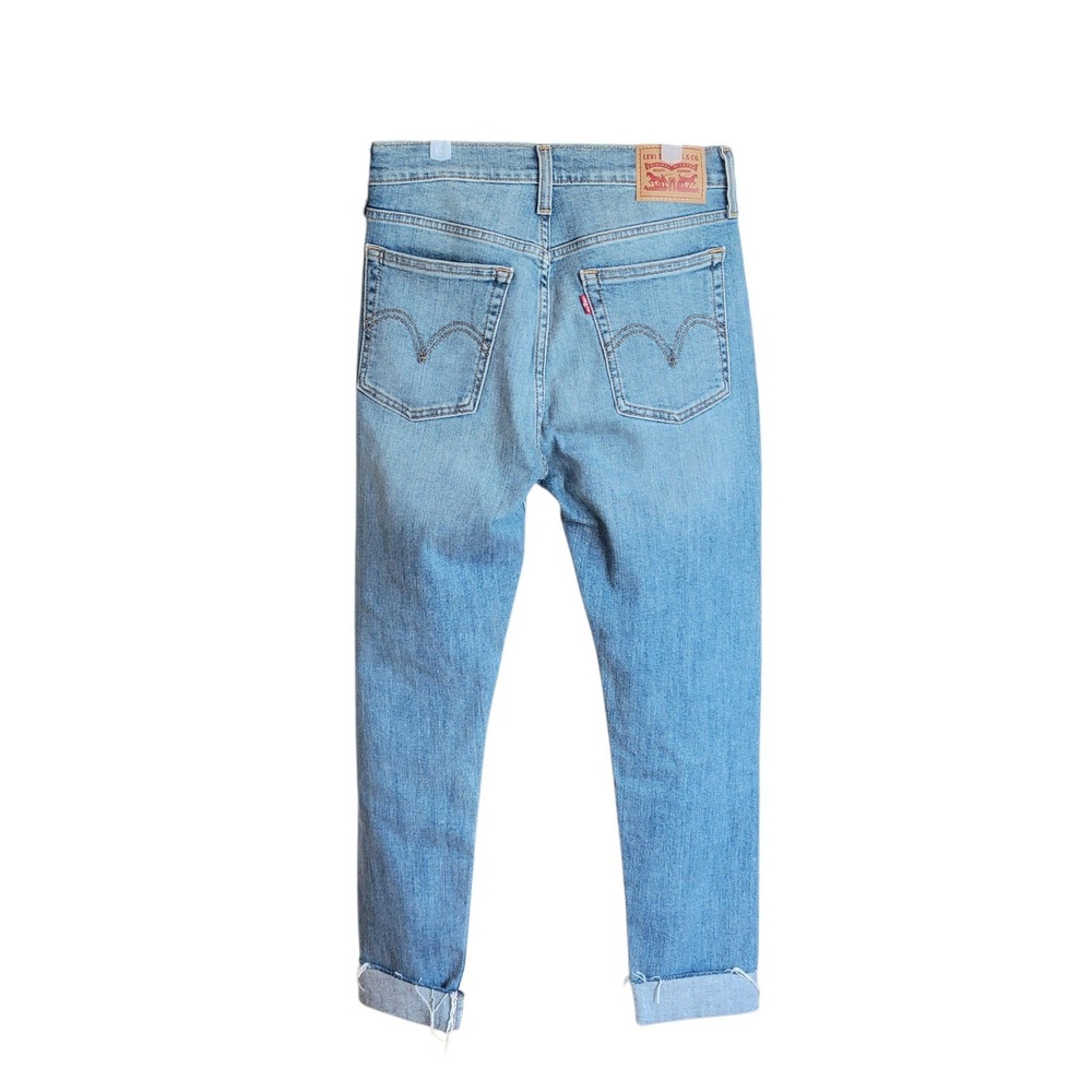 Levi's Wedgie Skinny Jeans Size 28 Light Wash Distressed Raw Hem High Rise Raw